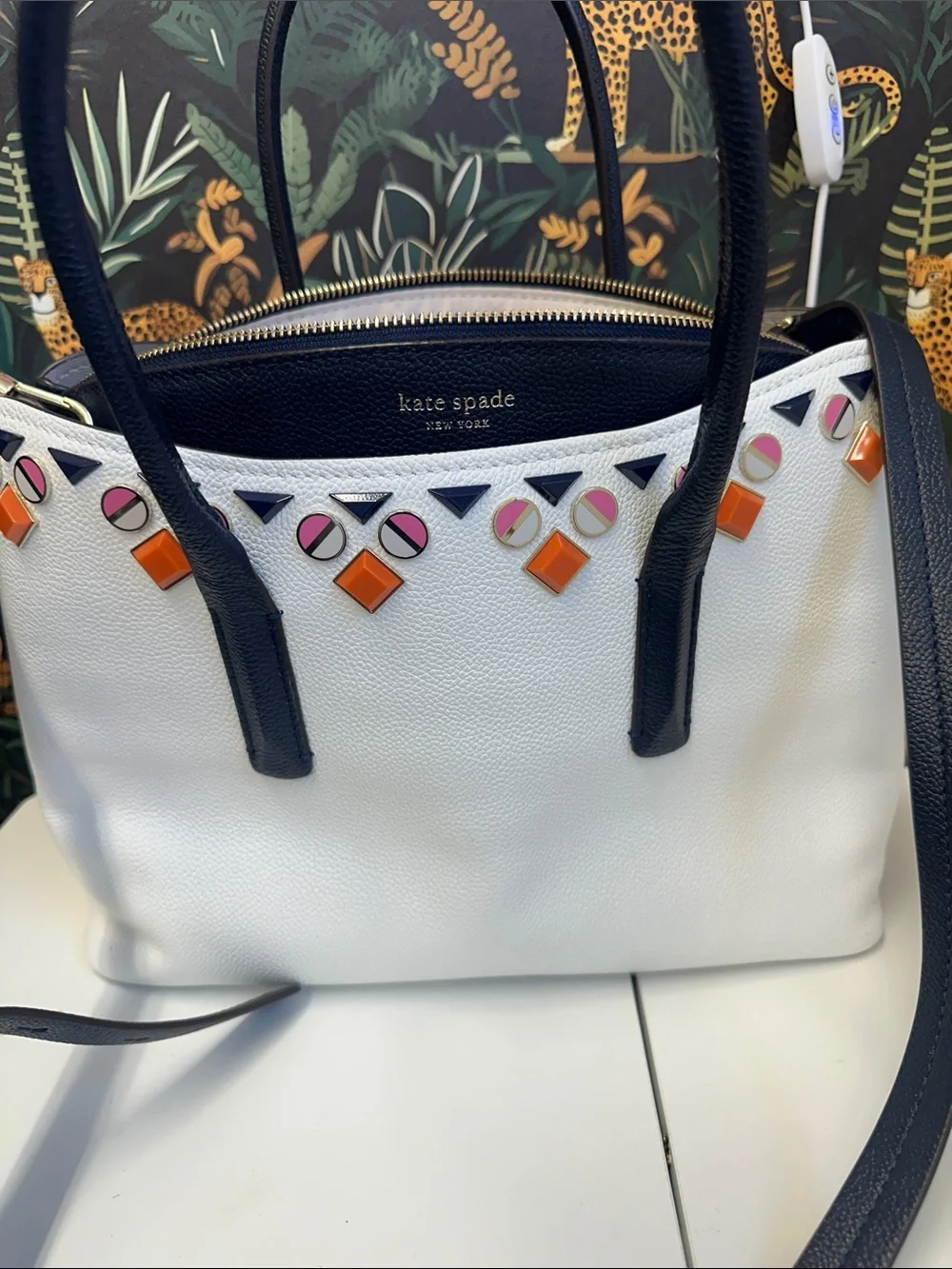 Kate Spade white leather bag with embellishments